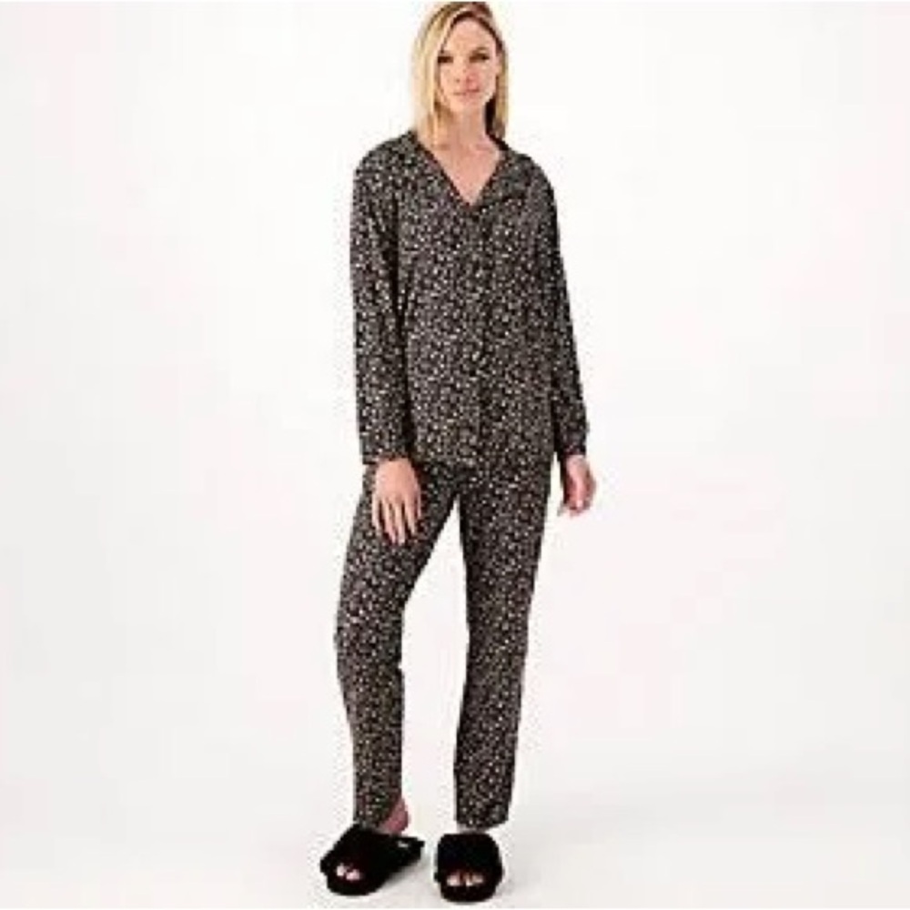 Black Floral Pajama Set